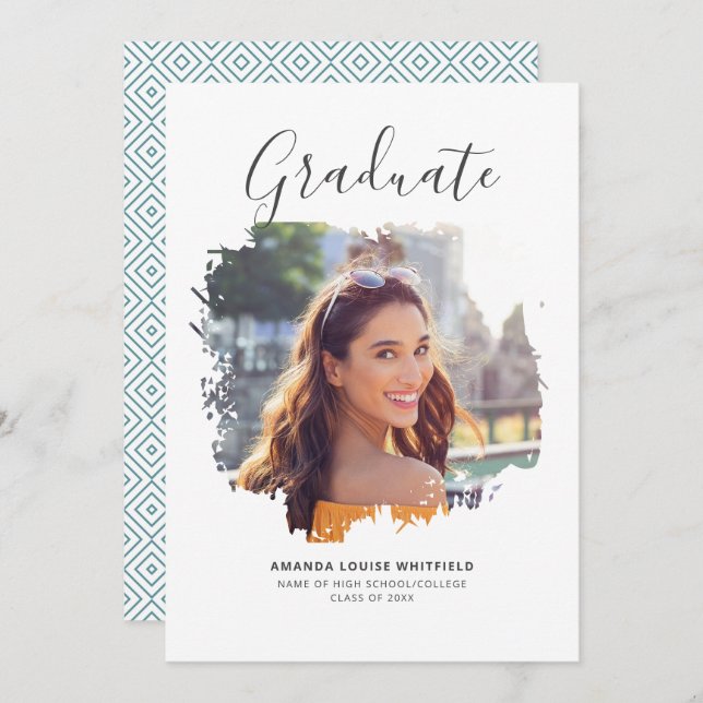 Elegant Modern Photo Studenten 2025 Party Inbjudningar (Fram/baksida)