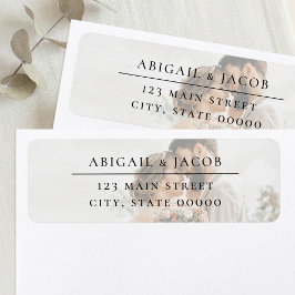 Elegant Modern Photo Wedding Return Address Returadress Etikett