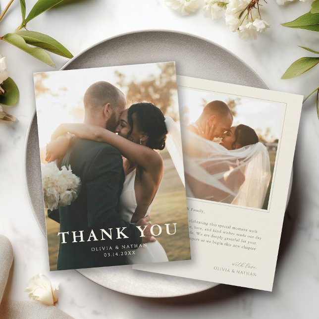Elegant Modern Photo Wedding Tack Kort (Skapare uppladdad)