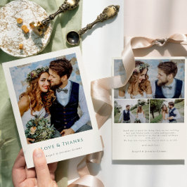 Elegant Modern Photos Script Love & Thanks Wedding Tack Kort
