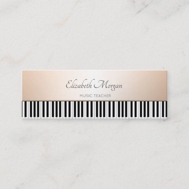 Elegant Modern, Pianotangenter, Musiklärare Mini Visitkort (Framsida)
