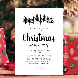 Elegant Modern Pine Forest Christmas Party Inbjudningar