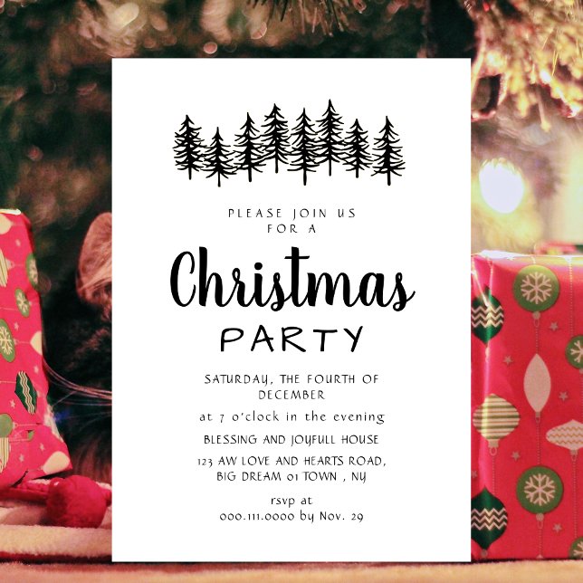 Elegant Modern Pine Forest Christmas Party Inbjudningar (Skapare uppladdad)