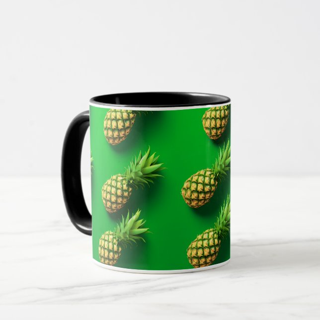 Elegant Modern Pineapple Tropical Fruit Mönster Mugg (Framsida vänster)