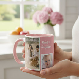 Elegant Modern Pink and White Mug with Family Mugg