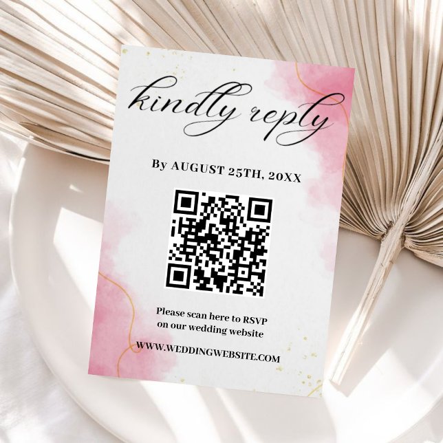 Elegant Modern pink Watercolor Wedding  RSVP card Tilläggskort (Skapare uppladdad)