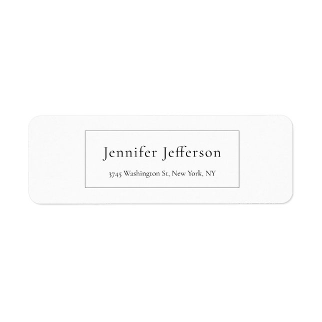 Elegant Modern Plain Professionell Returadress Etikett (Framsidan)