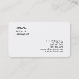 Elegant Modern Plain White Consultant Manager Visitkort