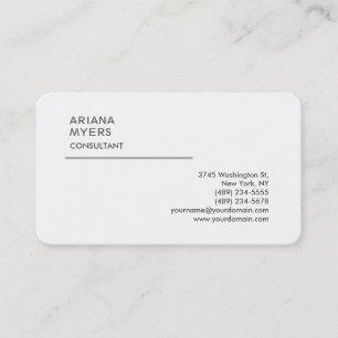 Elegant Modern Plain White Consultant Manager Visitkort