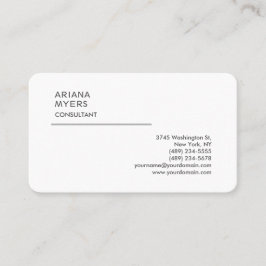 Elegant Modern Plain White Consultant Manager Visitkort