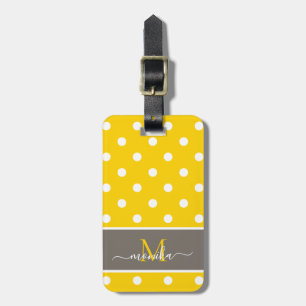 Elegant Modern Polka Dot Mönster med Monogram Bagagebricka