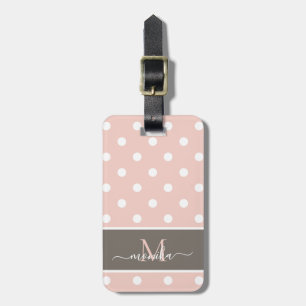Elegant Modern Polka Dot Mönster med Monogram Bagagebricka