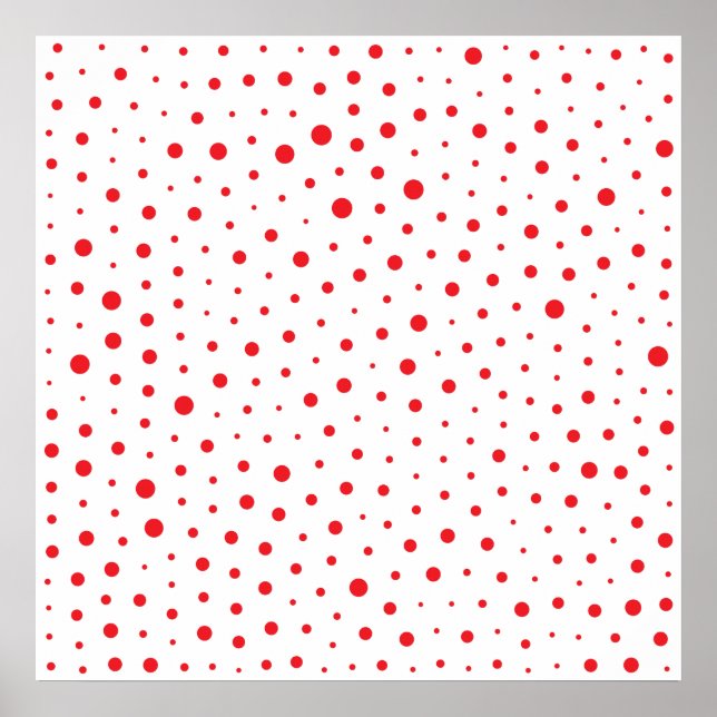 Elegant Modern Polka dots - Röd - Anpassa BG Poster (Framsidan)