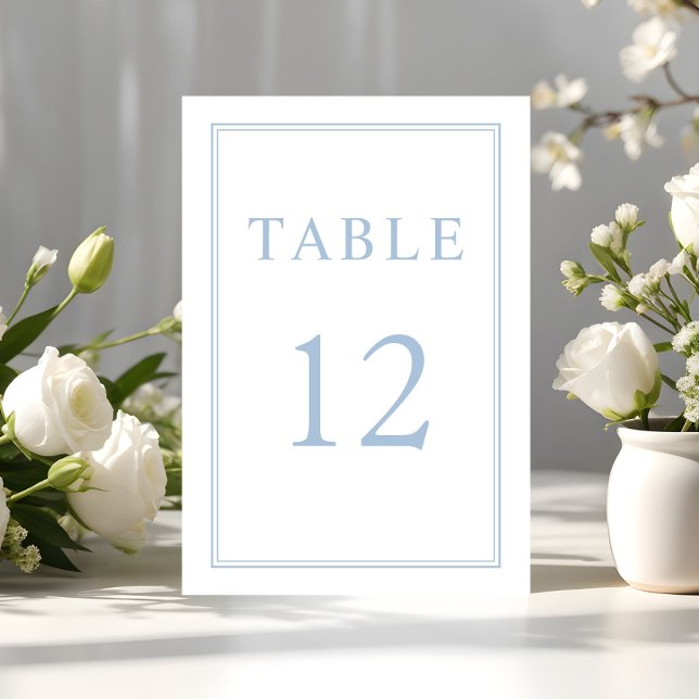 Elegant Modern Powder Blue Bröllop Bordsnummer (Elegant Modern Powder Blue Wedding Table Number)
