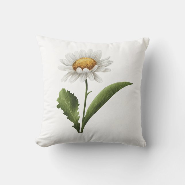 Elegant modern prästkrage blomma kudde (Framsida)