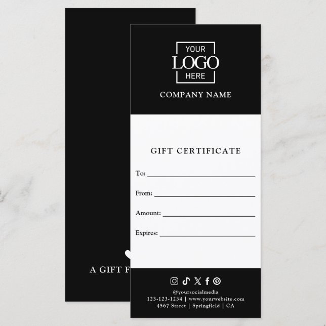 Elegant modern presentkort med logotyp (Fram/baksida)