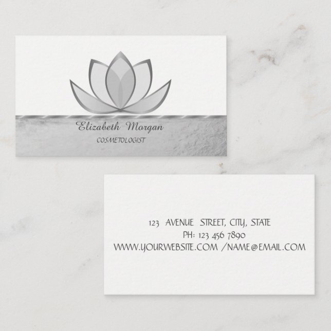 Elegant Modern Professional, Grå Lotus   Visitkort (Fram/baksida)