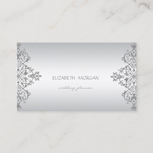 Elegant Modern Professionell Charmerande Silver Sp Visitkort (Framsida)