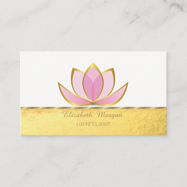 Elegant Modern Professionell, Falsk Guld Lotus Visitkort (Framsida)