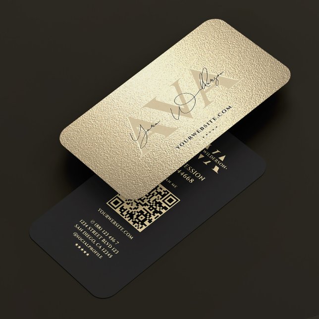 Elegant Modern Professionell Faux Guld Namntecknin Visitkort (Elegant Modern Professional Black Gold Signature Business Card
)