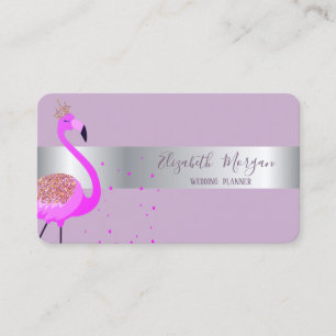 Elegant Modern Professionell Flamingo Silverrand Visitkort