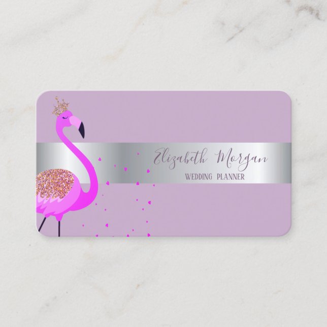 Elegant Modern Professionell Flamingo Silverrand Visitkort (Framsida)