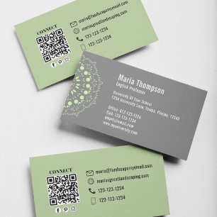 Elegant Modern Professionell Grön och Grå QR-kod Visitkort