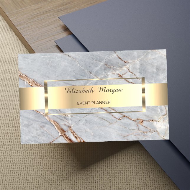 Elegant Modern  Professionell Guldrandig Marmor Visitkort (Skapare uppladdad)
