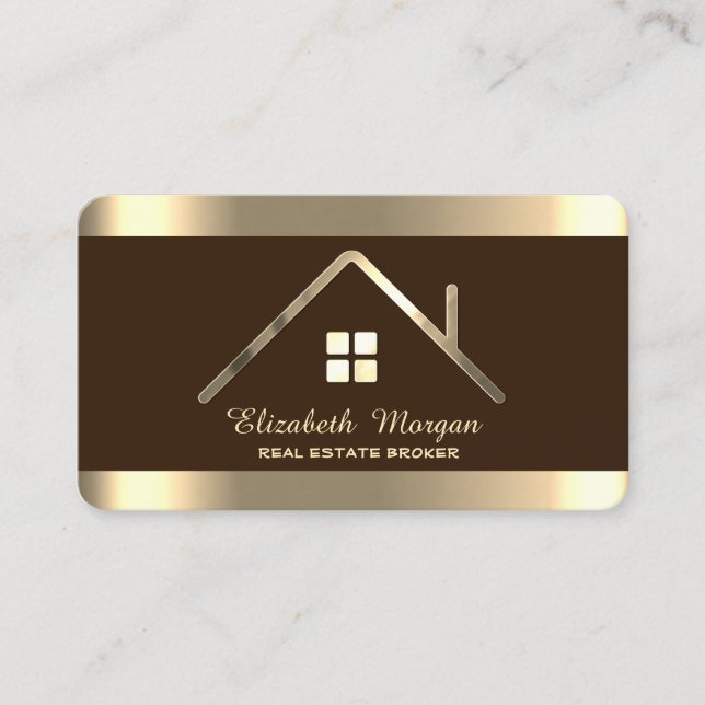 Elegant Modern Professionell Hus Tak Fastigheter Visitkort (Framsida)