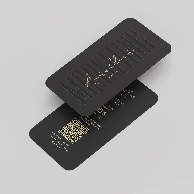 Elegant Modern Professionell Marknadsföring Black  Visitkort (Elegant Modern Professional Marketing Black Gold Business Card
)