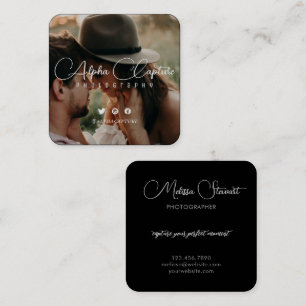 Elegant Modern Professionell Script Photography Fyrkantigt Visitkort