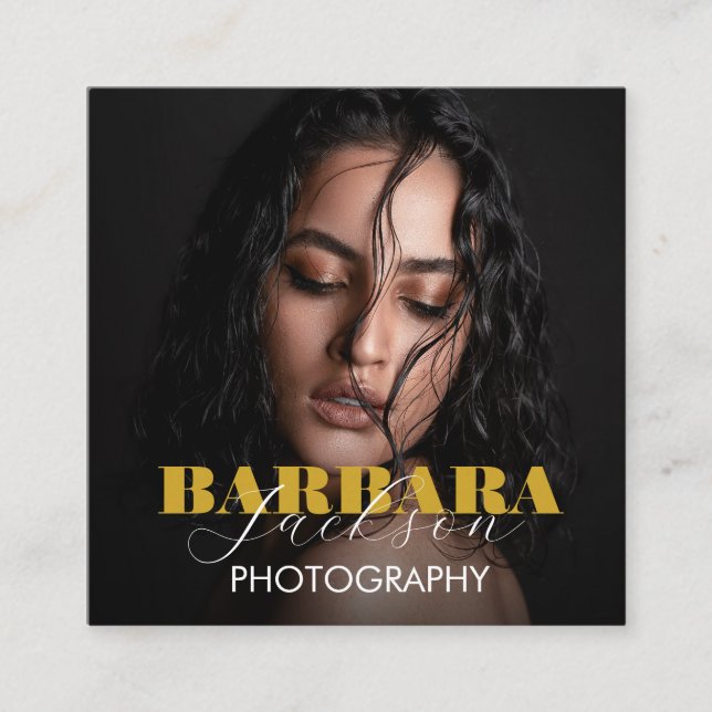 Elegant Modern Professionell Script Photography Fyrkantigt Visitkort (Framsida)