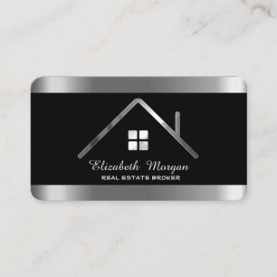 Elegant Modern Professionell Silver Hus Tak   Visitkort
