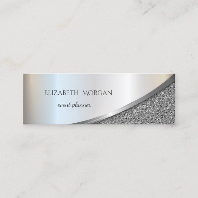 Elegant Modern Professionell Silvermarmor Mini Visitkort (Framsida)