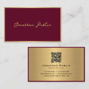 Elegant Modern Professionell-skript Bordeaux Guld Visitkort