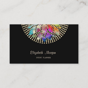 Elegant Modern Professionell, Svart, Guldprickar L Visitkort