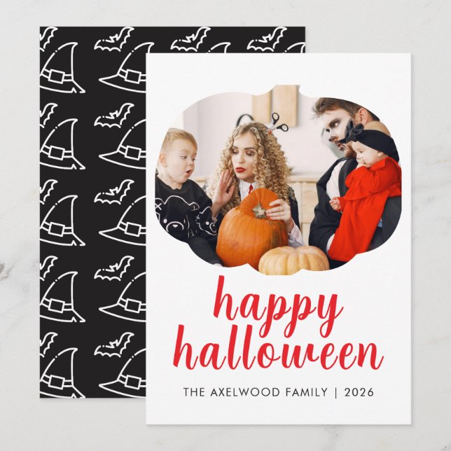 Elegant Modern Pumpa Ram Halloween  Julkort (Fram/baksida)