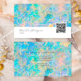 Elegant Modern Qr Code Guld Opal Sten Visitkort