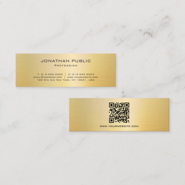 Elegant Modern QR-kod Guld Skapa Din Egen Mini Visitkort (Fram/baksida)