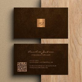 Elegant modern QR-kod med förgylld monogram. Visitkort