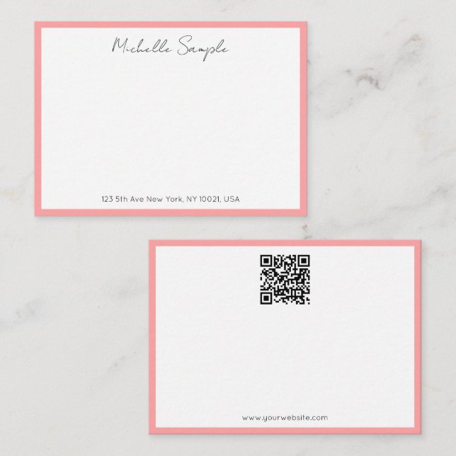 Elegant Modern QR-kod Typography Skriptnamn Anteckningskort (Fram/baksida)
