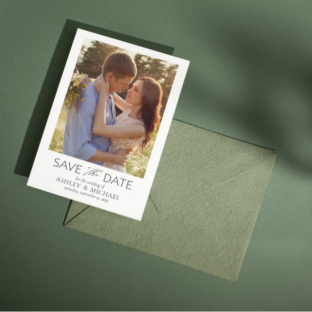 Elegant Modern QR-kodfoto Bröllop Spara Datumet (Save Our Date! 💍 #ForeverLove)