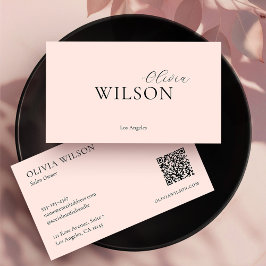 Elegant Modern QR-Professionell  Rosa Visitkort