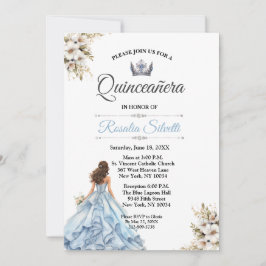 Elegant Modern Quinceanera Blue och Silver Inbjudningar