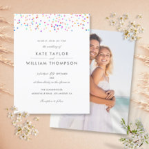 Elegant Modern Rainbow Confetti Photo Bröllop