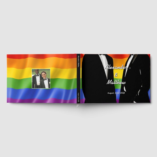 Elegant Modern Rainbow Gay Men Wedding  Gästböcker (Full)