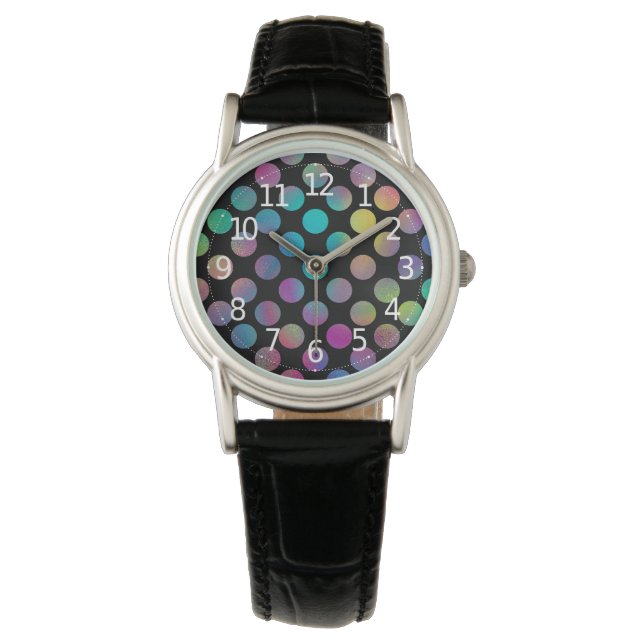 Elegant Modern Rainbow Polka dots Mönster | Armbandsur (Framsida)