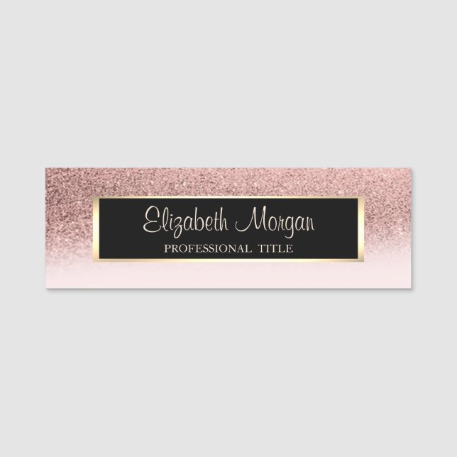Elegant Modern, Ram, Glitter Ombre Namnbricka (Framsida)