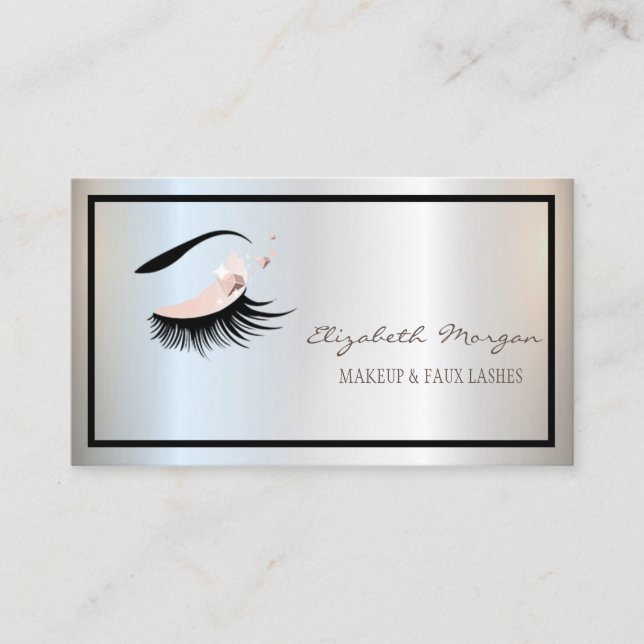 Elegant Modern Ram,Silver, Makeup,Faux-streck Visitkort (Framsida)