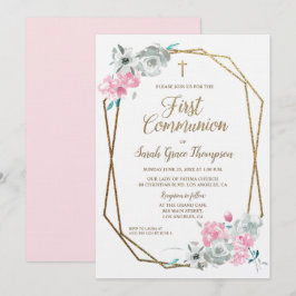 Elegant Modern Ram WaterColor First Communion Inbjudningar